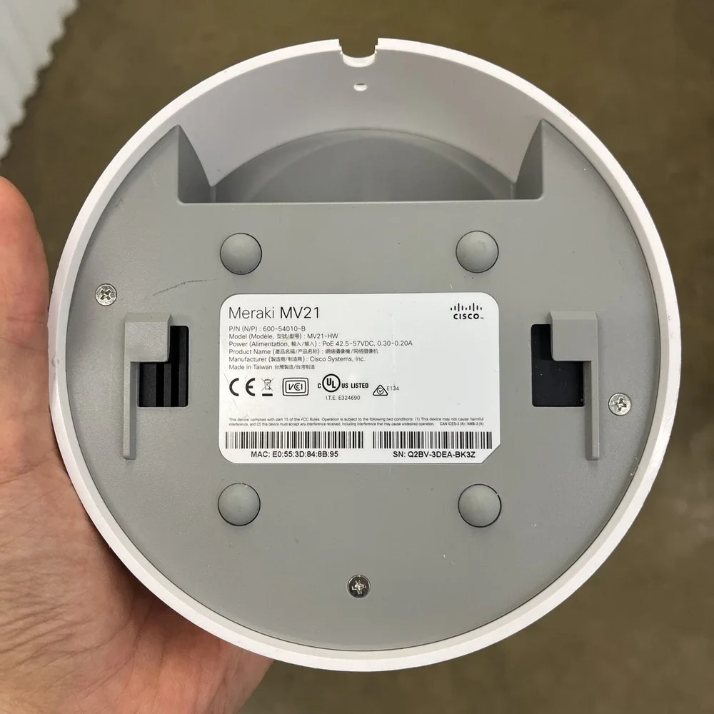 Cisco Meraki MV21 Indoor Dome Security Camera Missing Mount - UNTESTED! As Is